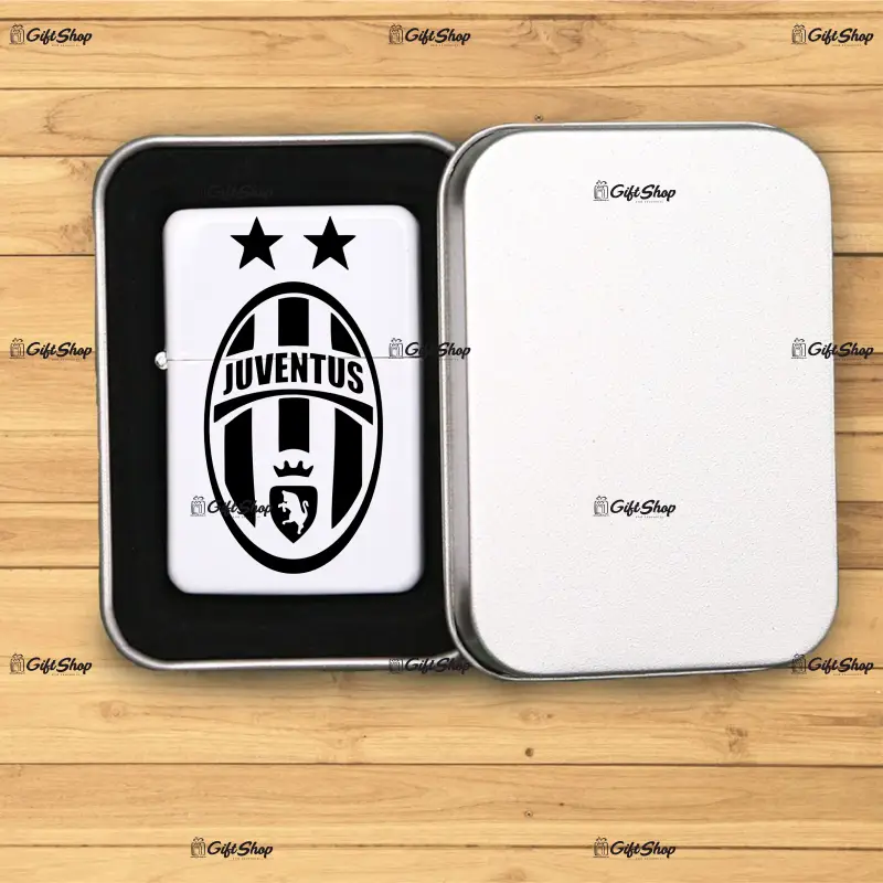Juventus, bricheta metalica gravata laser cu mesaj